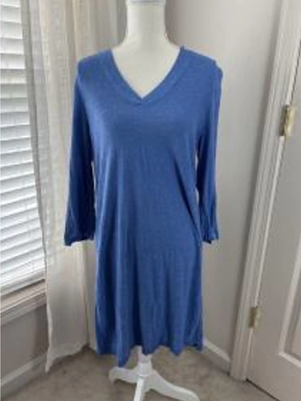 J. Jill Blue V-Neck Long Sleeve Dress